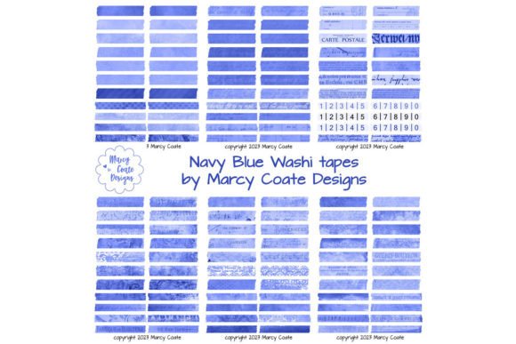 Download Navy Blue Digital Washi Tape Printable - Premium Bundle