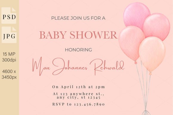 Download Baby Shower Invitation Girl, PSD 543 11 - Invitation girl Collection